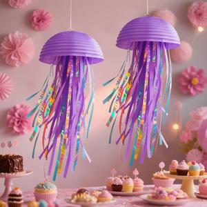 Paper Jellyfish Design Hanging Decoration, 1 Count Under The Sea Themed Hanging Ornament, Decorative Hanging Decor for Home Party & Wedding