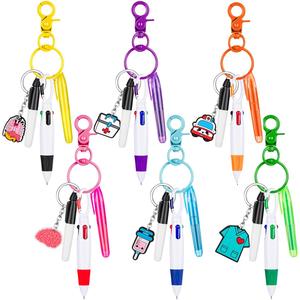 Nurse Badge Reel Pen Set, 1/2/6 Sets Including Mini Highlighter & Permanent Marker & Retractable Ballpoint & Keychain & Badge Reel, Nursing Students Gifts for Nurse
