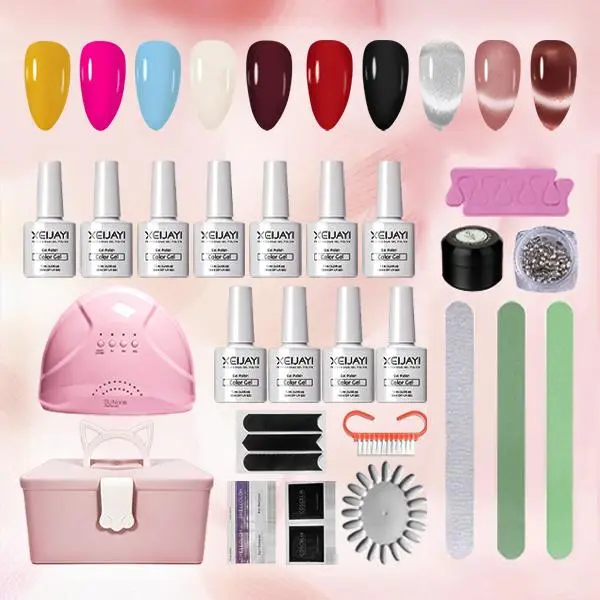 Gel Nail Polish Set with 48W Nail Lamp and Storage Tray at Home Ultra-Fast Drying, Long-Lasting Shine, Easy DIY Application Perfect for Nail Art Enthusiasts Gift Nail Care