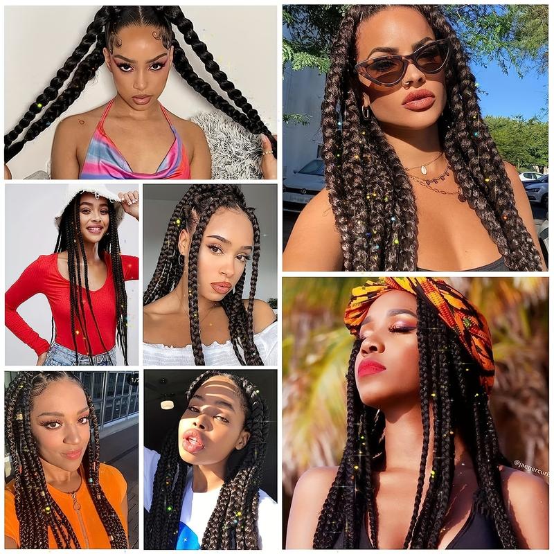 Purple Pink White 3 Tones Ombre Straight Braids Blend Hair Tinsel Festival Rave Hair Extensions for Girls Crazy Hair Day Braids 6
