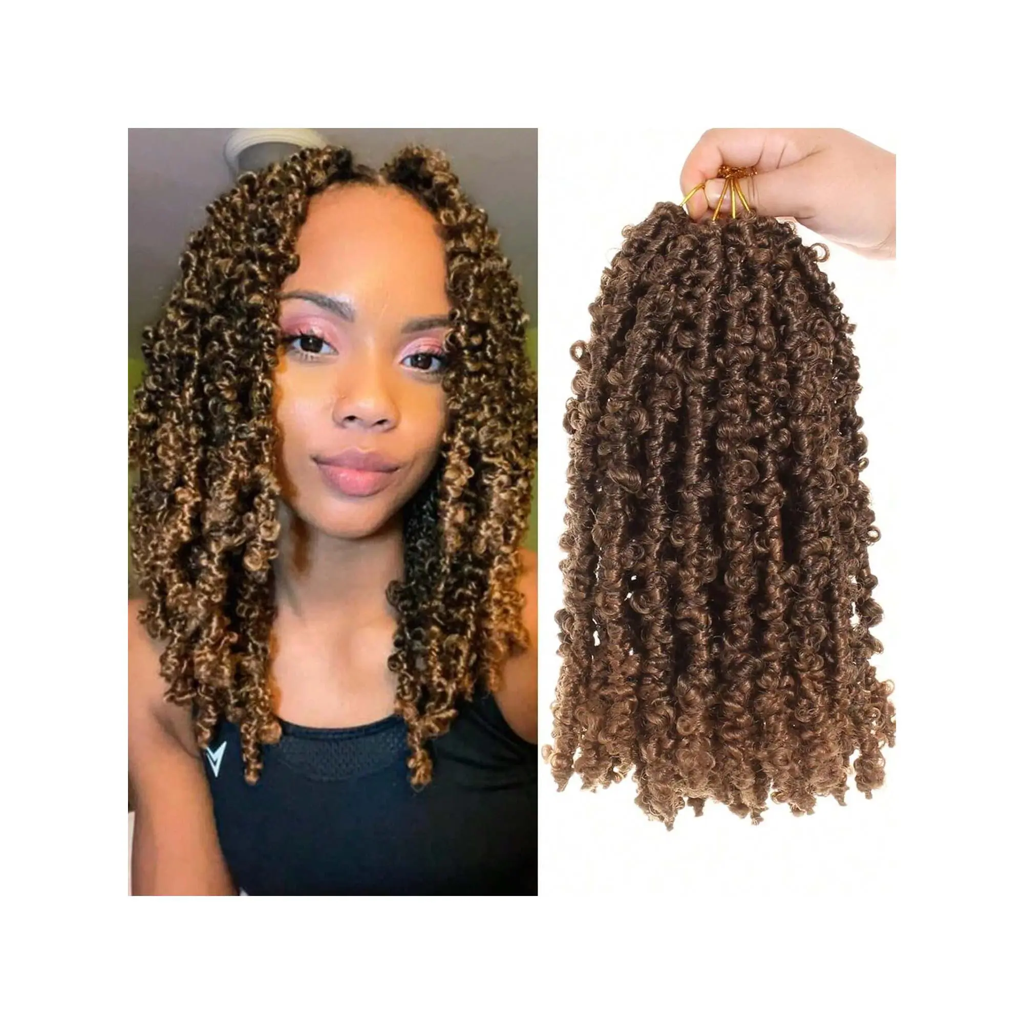 12 Inch Pre-Twisted Butterfly Locs Crochet Hair Short Bob Butterfly Distressed Braids Hair 1/6/8 Packs Pre-Looped Messy Distressed Faux Locs Hair For Women (12 Inch, T27 # )