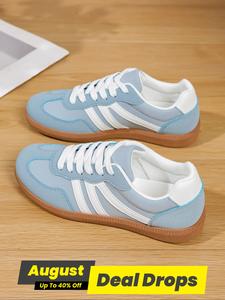 Women's Fashionable Colorblock Lace Up Low Top Sneakers, Casual Comfortable Breathable Running Sports Shoes, All-match Round Toe Shoes for Daily Wear, Athletic, Workout Sneakers, Training