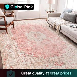 Boho Style Area Rug, 1 Count Vintage Non-slip Washable Rug, Decorative Carpet for Home Living Room Bedroom Kitchen Entrance, Bohemian Area Rug, Boho Floral Pattern Rug