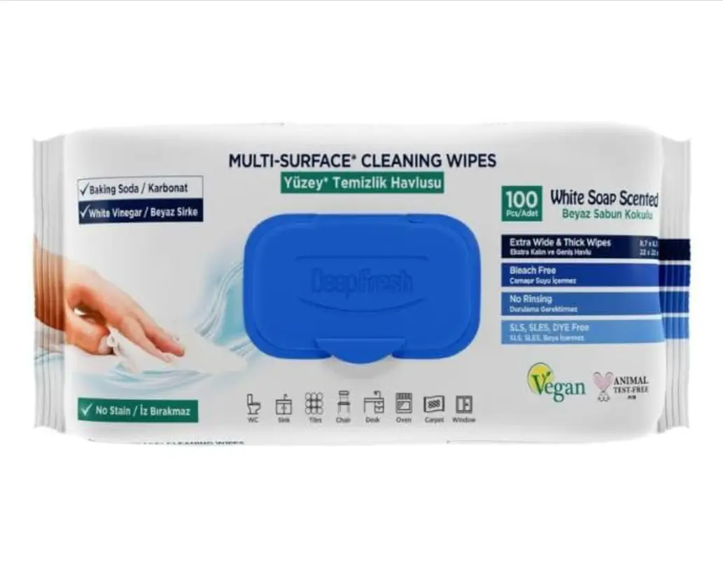DeepFresh MultiSurface Cleaning Wipes White Soap Scented 1 x 100pcs