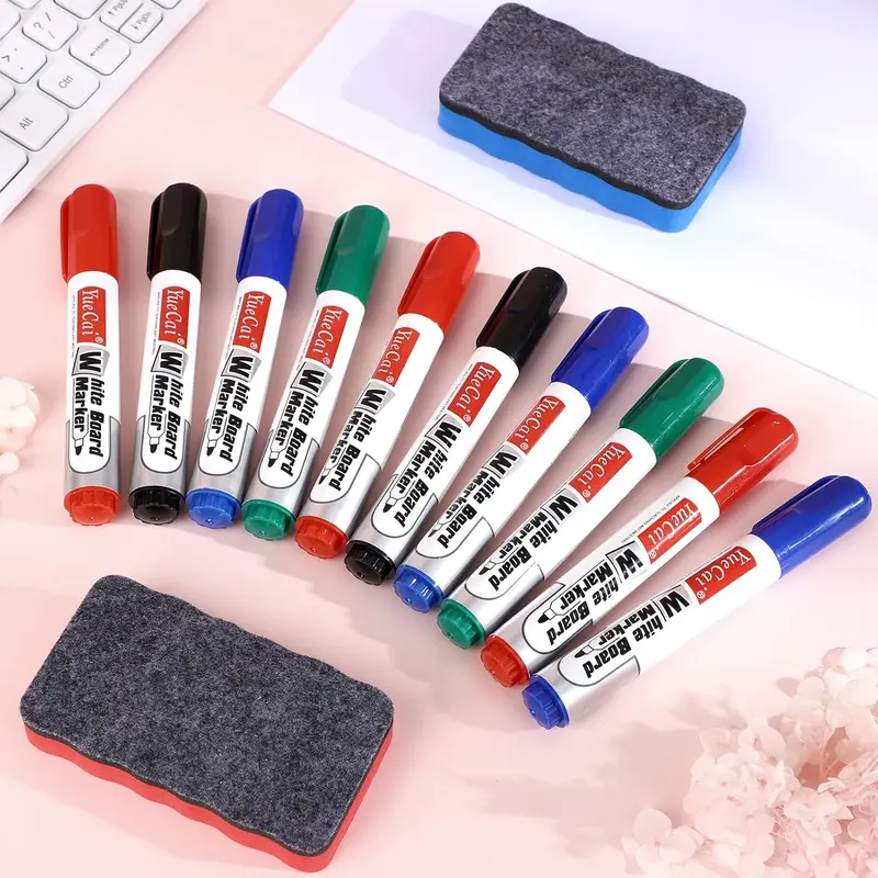 12PCS Whiteboard Pens Markers with 2PCS Magnetic Erasers, 4/12 Colors Dry Erase Markers Dry Wipe Pens for Whiteboard,Whiteboards,School,Office,Home (4 colors) 1