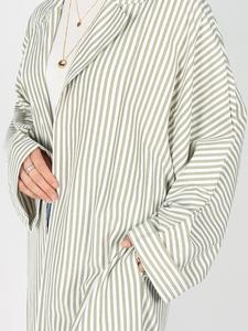 Women's Striped Print Open Front Long Coat, Casual Long Sleeve Outerwear for Daily Wear, Ladies Clothes for Spring & Fall