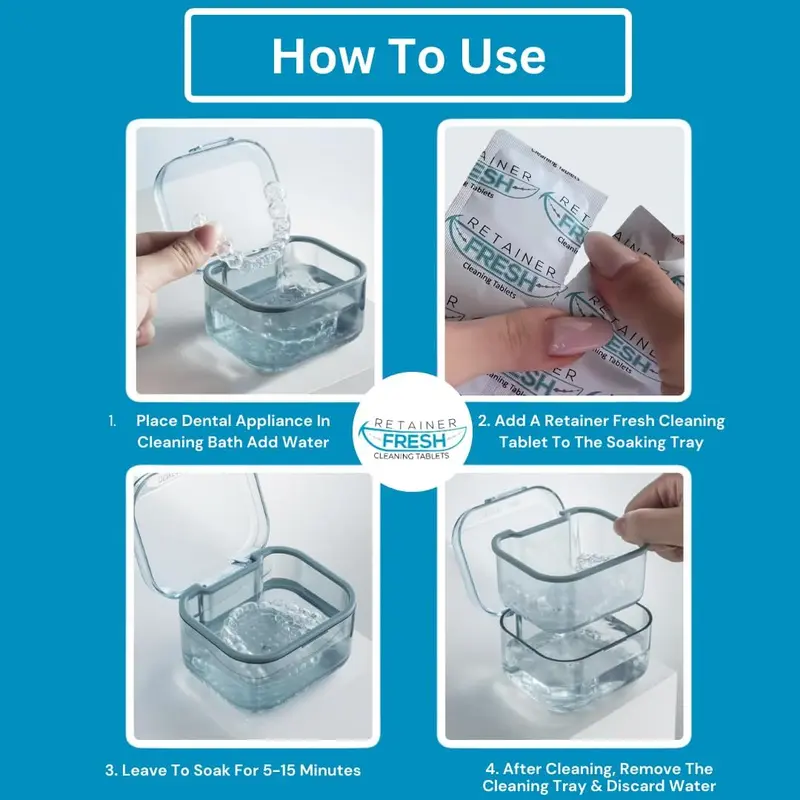 Retainer Cleaner Tablets - 120 Tablets 4 Month Retainer Fresh - Retainer Cleaning Tablets, Mouth Guard Cleaner, Denture Cleaner, Aligner Cleaner, Brite Retainer Tablets 6