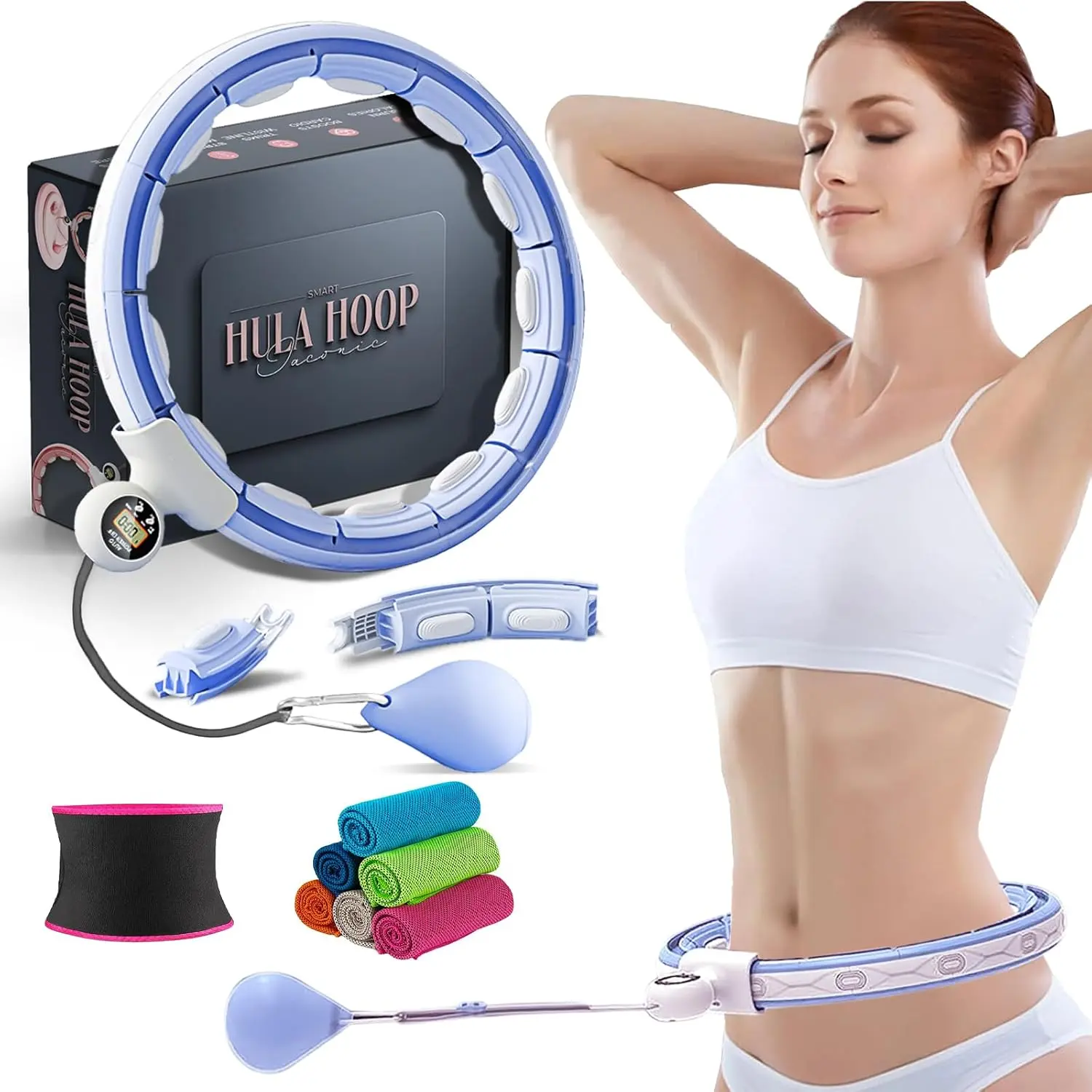 Fitness Hula Hoops, Weighted Hula Hoop For Adults 360 Degree Auto-Spinning Ball Massage