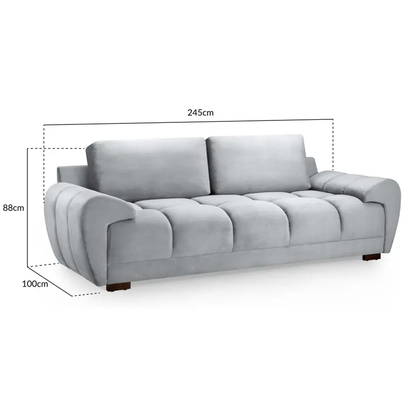 Azzuro Grey Velvet Fabric 3 Seater Sofa | Luxury Comfort | Versatile Design 2