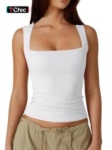 Women's Casual Slim-Fit Short Tank Top, Plain Pattern Summer Wear, Versatile Layering Piece for Daily
