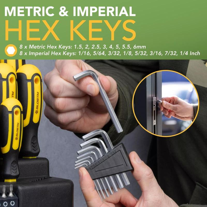 44PC Magnetic Screwdriver Set Cross-Head Flat Heads Hex Key With Stand 3