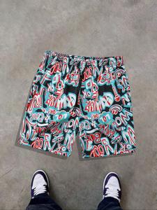 Men's Random Wave Print Boxer Brief Swim Shorts, Regular Fit Casual Comfy Breathable Swim Shorts for Summer, Men's Swimwear for Beach Vacation