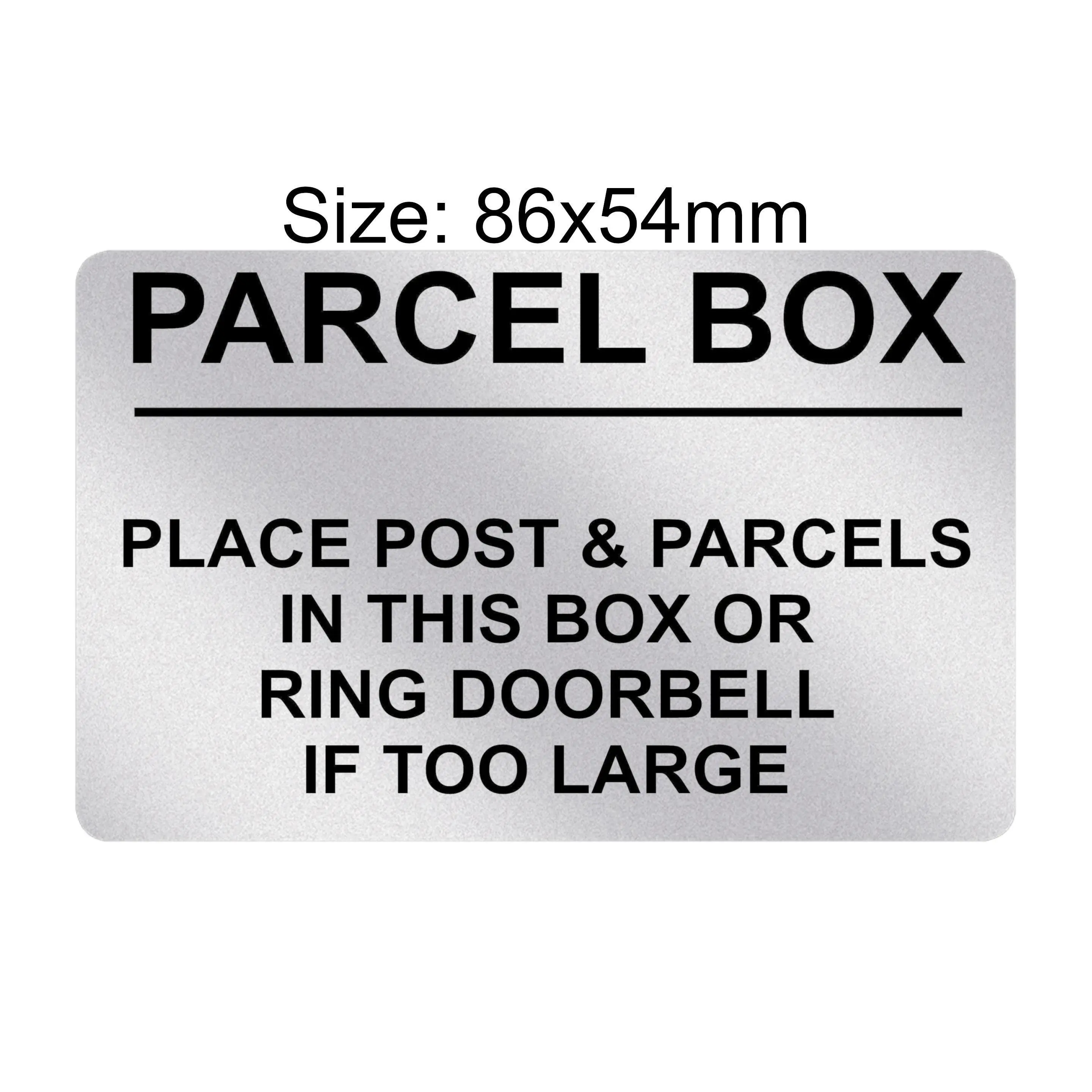 P175 POST BOX Place Parcels In This Box Or Ring Bell Plastic PVC Plaque Sign Card