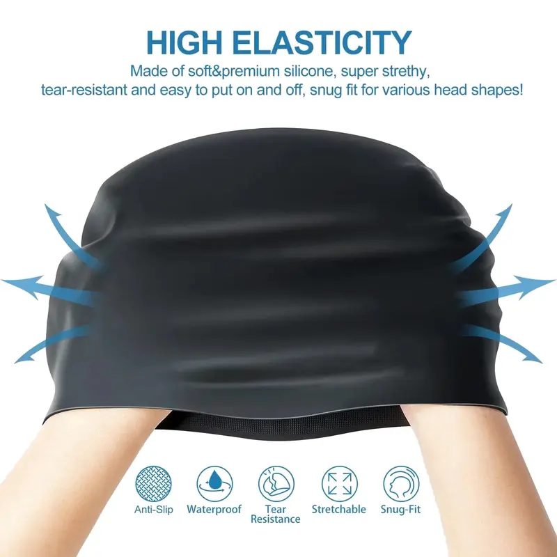 Premium Silicone Swimming Cap & Swim Cap – Unisex Waterproof, Non-Slip Elastic Hat for Adults & Kids | Durable & Comfortable Swimming Cap for Long & Short Hair 4