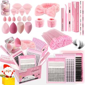 Professional Makeup Tool Set,1 Set Natural False Eyelashes & Powder Puffs & Accessories, Facial Makeup Supplies for Women & Girls