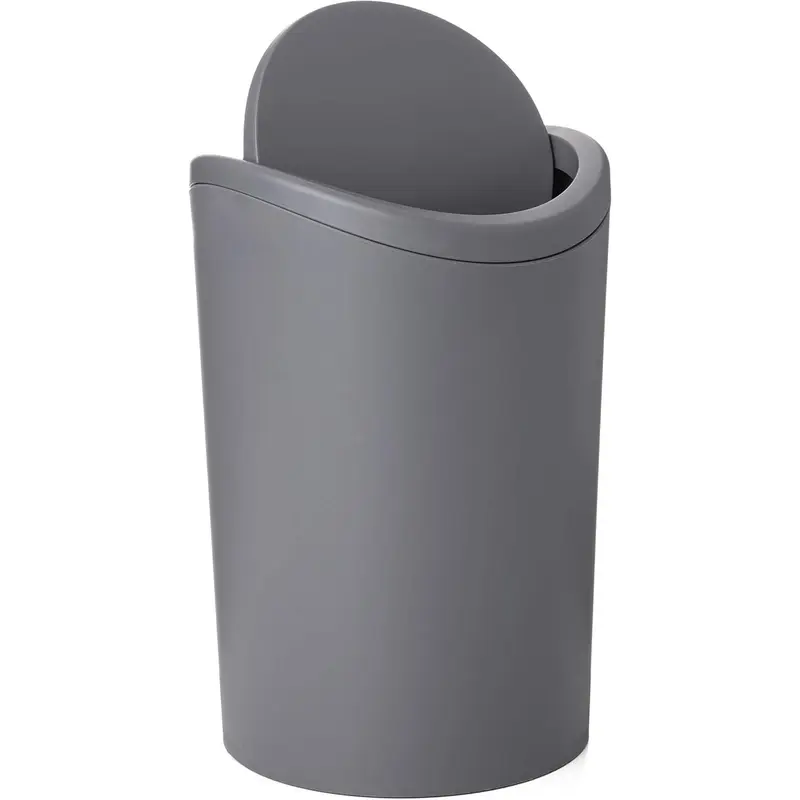 Bathroom Bin with Tilting Lid, 6L Capacity, made of Polypropylene, BPA Free, Color Gray, Measures 19 x 19 x 19 x 28 cm Black 3