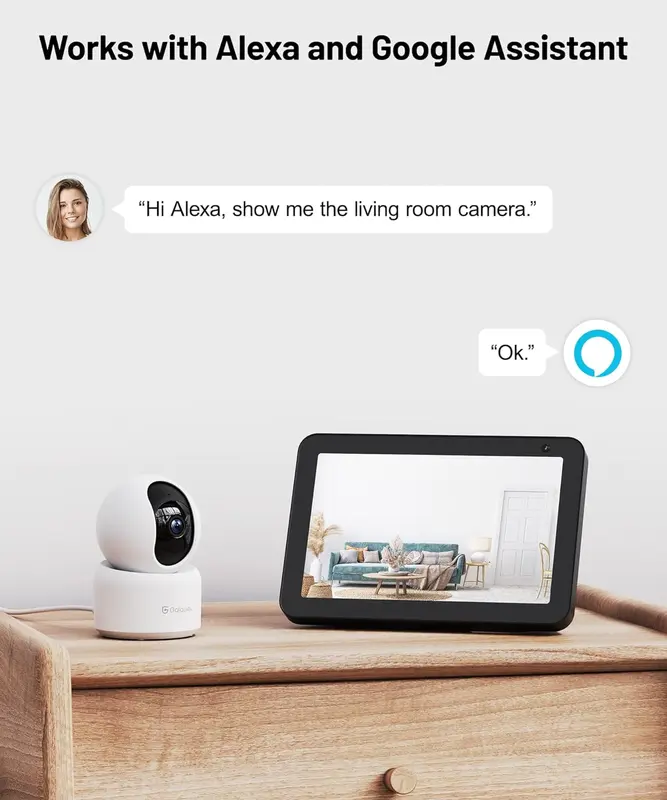 GALAYOU 2K WiFi Pet Camera, Home Security Camera Indoor for Dog, Cat, Baby Monitor Camera, 360° Wireless Camera, Motion Tracking, Night Vision, 2-Way Audio, Works with Alexa&Google Home G2 (2P) 7
