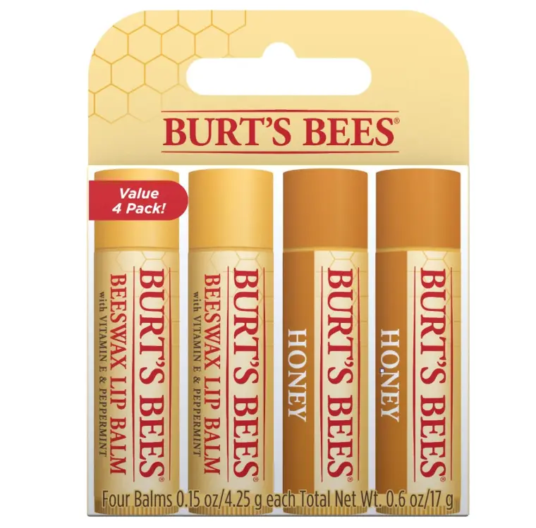 Burt's Bees Lip Balm Multipack, Moisturising Lip Balm Set With Beeswax & Honey, Value Pack, 4x4.25g