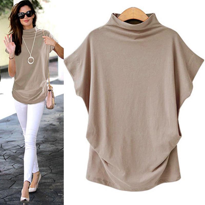 Product Introduction of 5XL Women Summer T-Shirt Short Batwing Sleeve Loose Solid Gray Turtleneck Tee Shirt 2025 New T-Shirts Femme Tees Tops 6