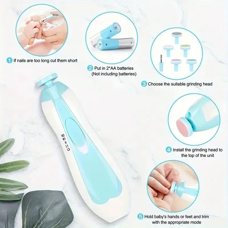 Baby Nail Grinder Electric Six-in-one Multi-head Anti-scratch Children Anti-meat Nail Clipping Manicure Suit Portable 2