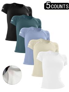 Sporty Women's Letter Print Raglan Sleeve Sports Tee, Breathable Round Neck Short Sleeve T-shirt for Yoga Gym Workout Running, Ladies Sportswear for All Seasons, Athletic Yoga Shirts