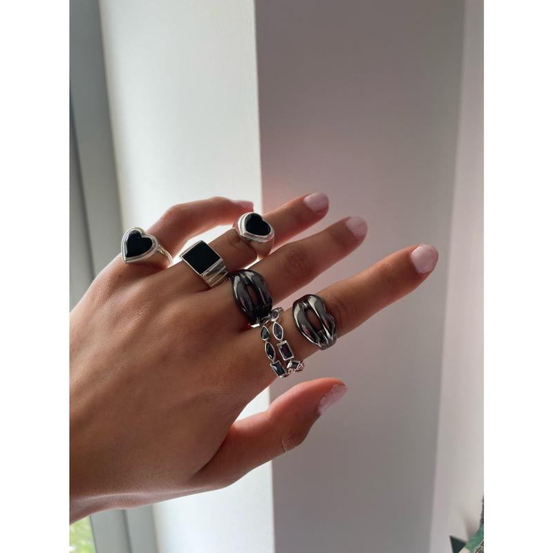 BLACK ONYX BLING RING 5