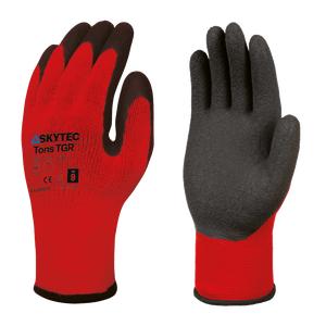 SKYTEC Tons Red Tricolore Flexible Latex Grip Work Gloves with Low Cut Protection