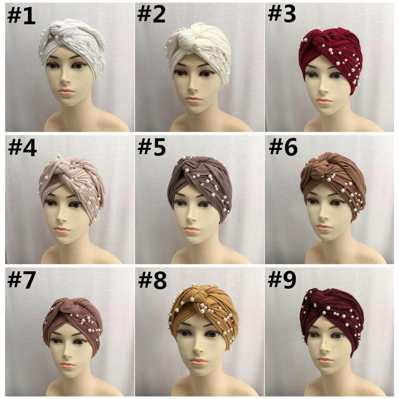Women's Cotton Jersey Turban Hat, Embellished Turban Hijab, Muslim Women's Turban 5