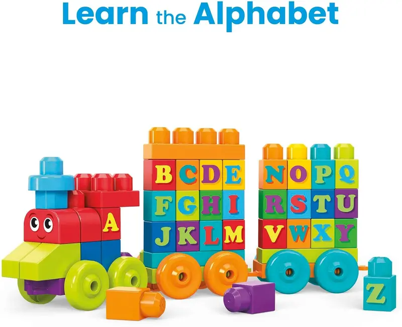 MEGA BLOKS First Builders Toddler Building Blocks Toy Set, ABC Learning Train with 60 Pieces, Ages 1+ Years, DXH35 3