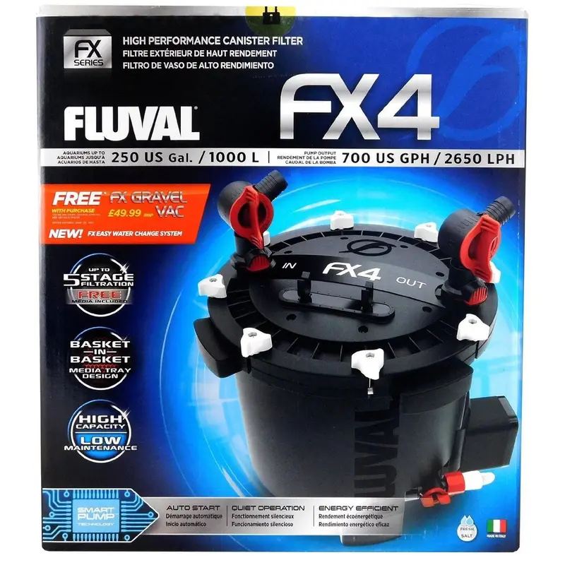 Fluval FX4 Aquarium External Filter 2650L/h for Tanks up to 1000L 2