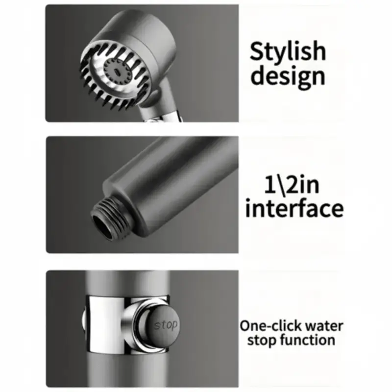 Shower Head with Filter and 3 Modes, Handheld High Pressure Spray for Scalp and Skin, Ideal for Low Flow, Water Saving Upgrade 3