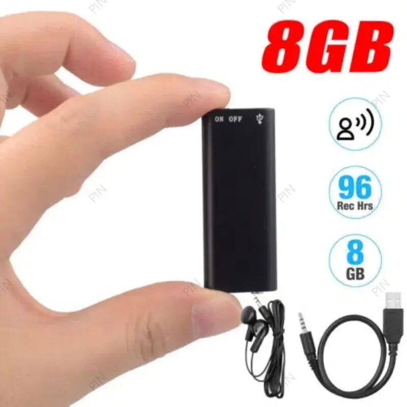 Compact 8GB Digital Voice Recorder Dictaphone Audio MP3 Player Sound Recording with USB Support mini  speaker  magnet wireless  earbuds speakers  bluetooth noise  cancelling ear  piece  bluetooth fitness  gear 1