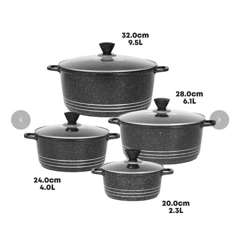 4 Pc Black Marble Laria Pans Set , Perfect for Cooking - Cookware 1