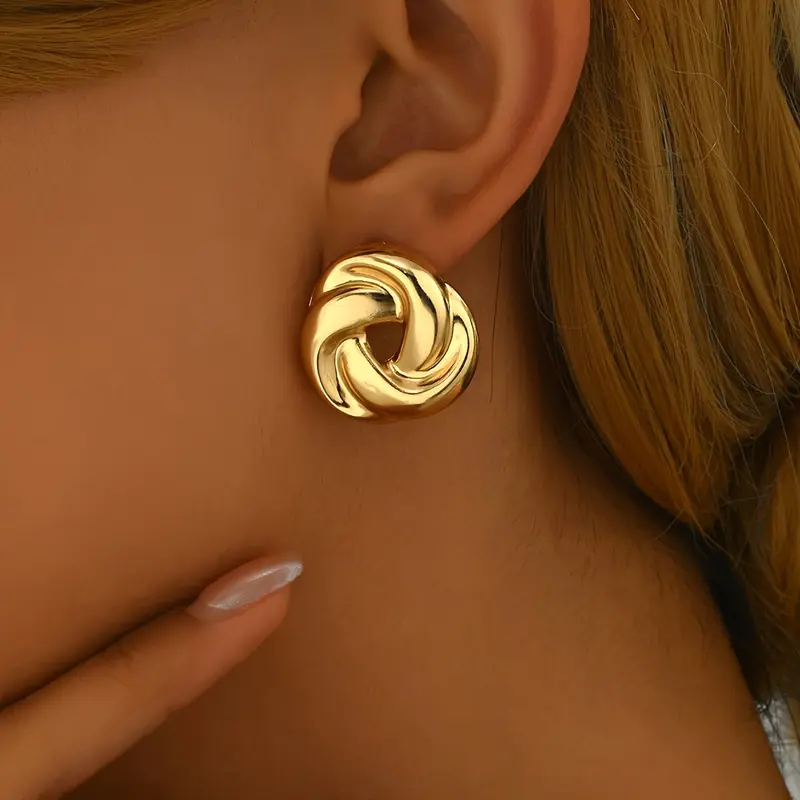 Fashionable and elegant sexy gold spiral hoop earrings for women - suitable for daily wear, gift giving, 1