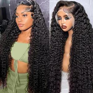 Deep Wave Lace Front Wigs Human Hair Pre Plucked 13x4  13x6 Deep Curly Wig Human Hair for Black Women 180% Density Wet and Wavy Lace Frontal Wigs Human Hair with Natural Hairline