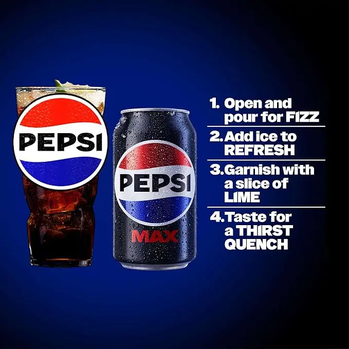 "Pepsi Max No Sugar Cola, 24 x 330ml Cans – Maximum Taste, No Sugar, Refreshing Soft Drink Pack" 5