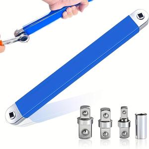 Multifunctional Ratchet Torque Extension Wrench, 1 Set 15 Inch Multifunctional Extension Wrench with 1/4", 3/8", Workshop Automotive Garage Tools Car Spanner