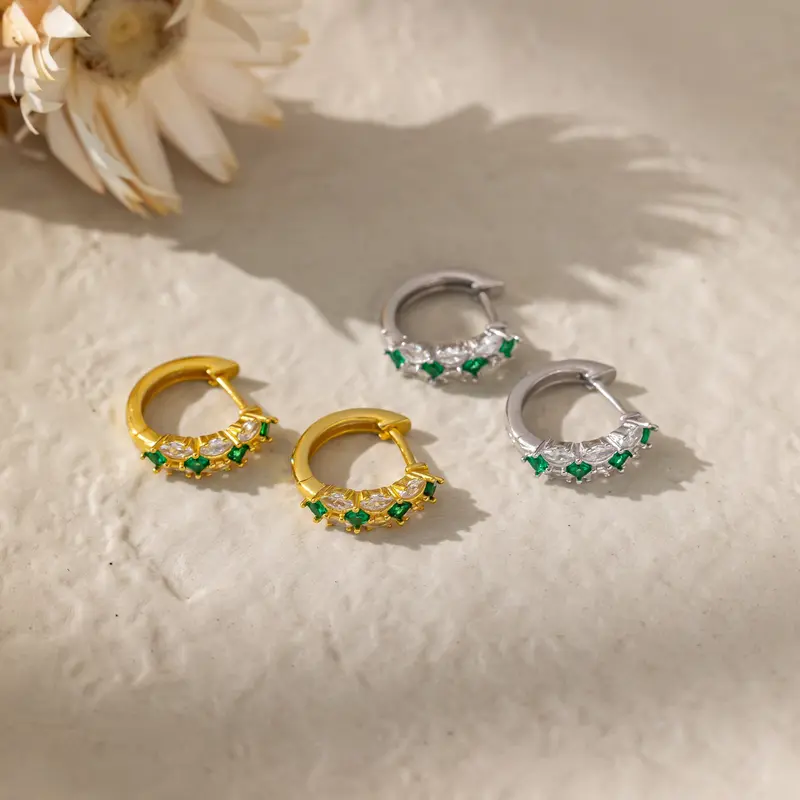Emerald Green Hoops (S925) 3