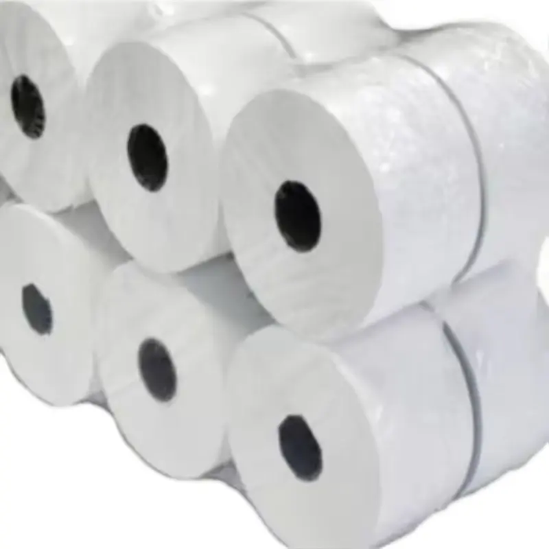 3” Mini Jumbo Pure Pulp Toilet Rolls - Soft and Absorbent 2 Ply White - Wipes, Smooth 2