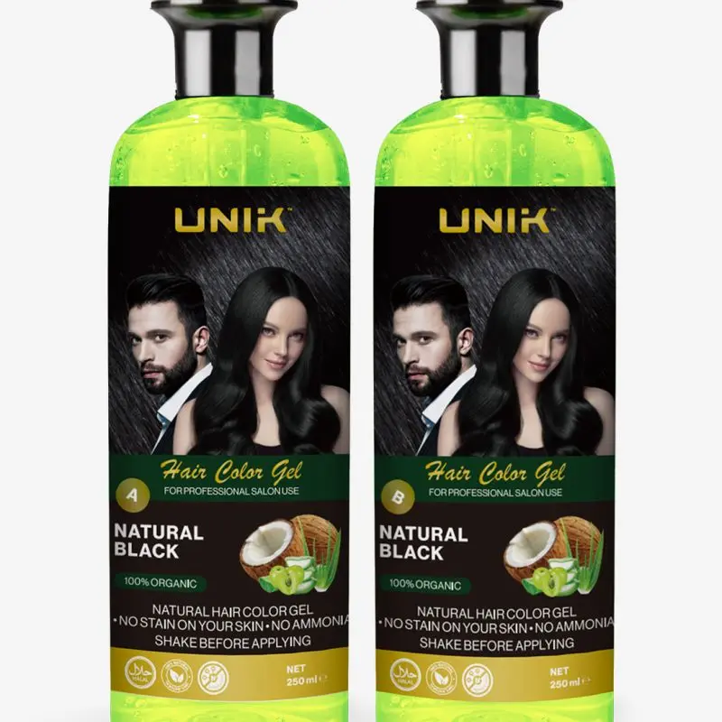 Unik Professional Hair Color Gel x2 250ml - Black or Dark Brown - Shampoo, Conditioner, Haircare, Salon 1
