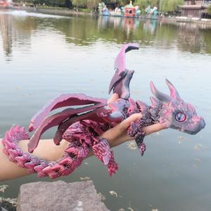 3d Printed Dragon Figurine, 1 Count Creative Removable Wing Dragon Statue with Random Color Eyes, Home Decor Ornament, Birthday Gift for Friends & Family