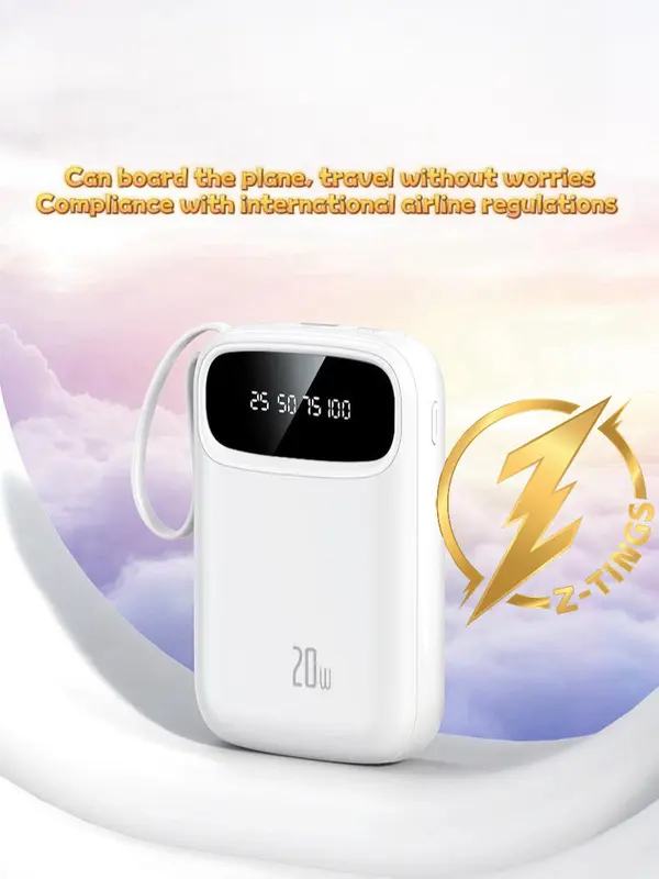 Z-TINGS Power Bank 20000mAH Mini Portable Charger with FastCharging and Battery Level display,External Battery Accessories,Compatible for Phones, iPad, Headphones,Multiple Devices Charging,Charing Mobile,Charger,Portable Charger,Gift Ideas smallest 3