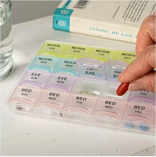 Weekly Pill Box 7 Day 28 Compartment Tablet Organiser Medicine Storage Dispenser 3
