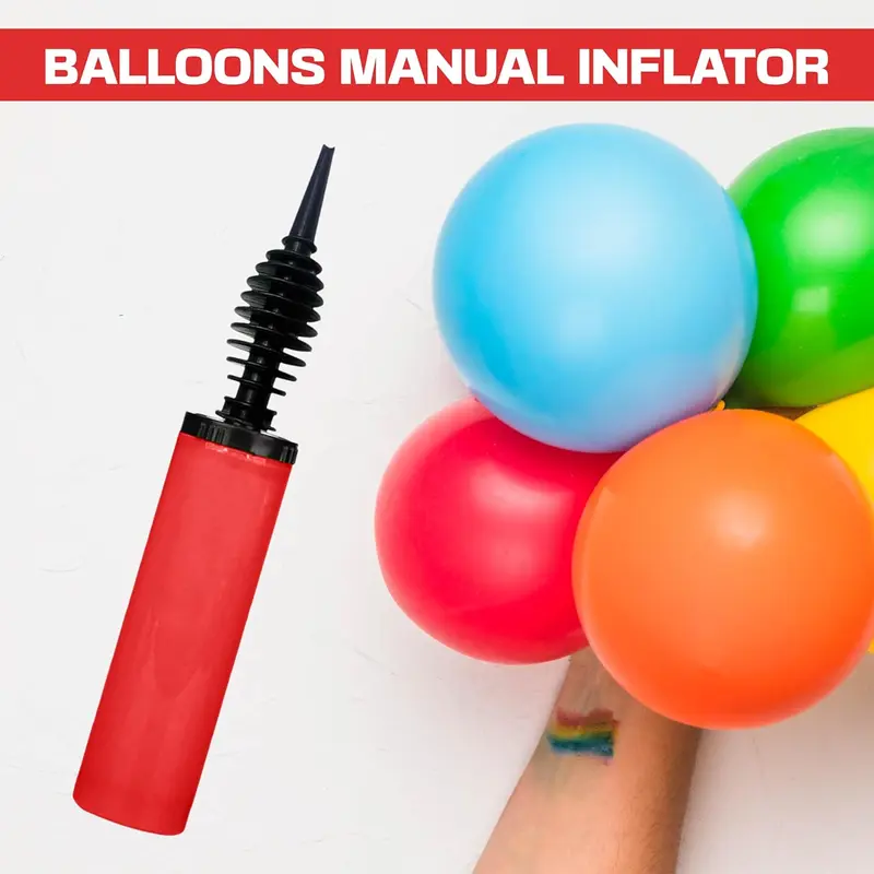 Balloon Pump, Manual Hand Pump, Inflator for Balloons Arch Kit, Baby Showers, Party Balloons, Toy Blower, Helium Pump, Foil and Confetti Professional Pumper, Yoga Balls.(Red) 3