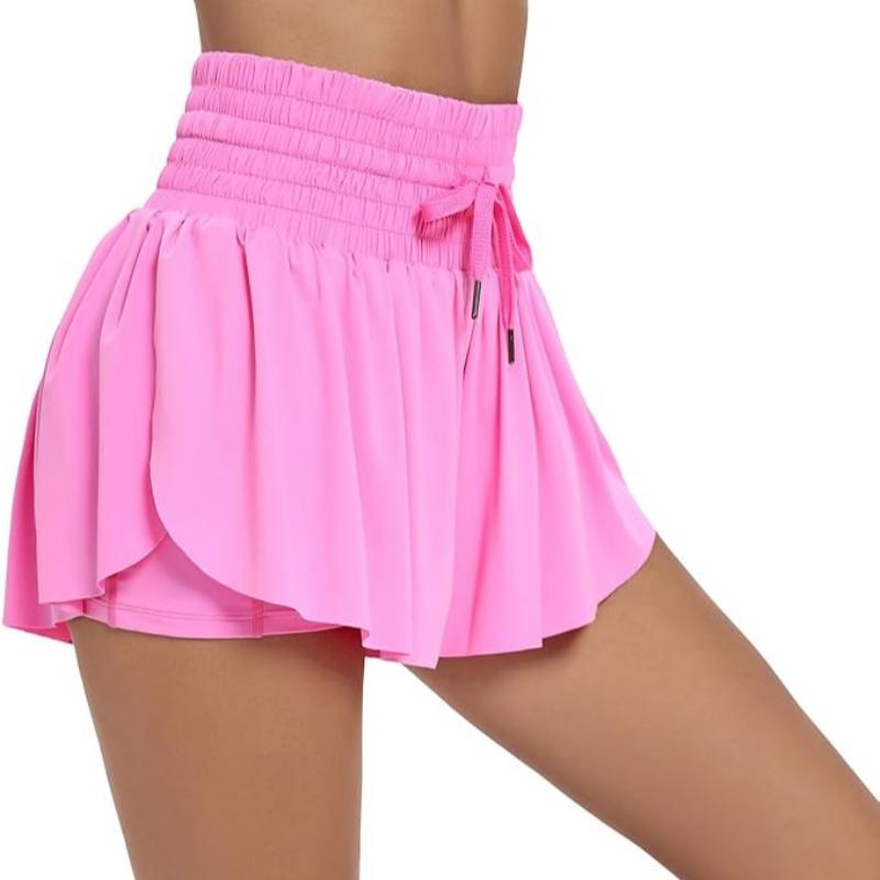 Women's Pocket Drawstring Athletic Sports Shorts, Casual Shirred High Waist Shorts, Fall Clothes, Back To School Sport & Outdoor Clothing for Yoga Workout Running, Fall Outfits 4