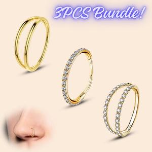 3PCS Bundle Hypoallergenic Stainless Steel Nose Hoops Jewelry Helix Cartilage Piercing Gift
