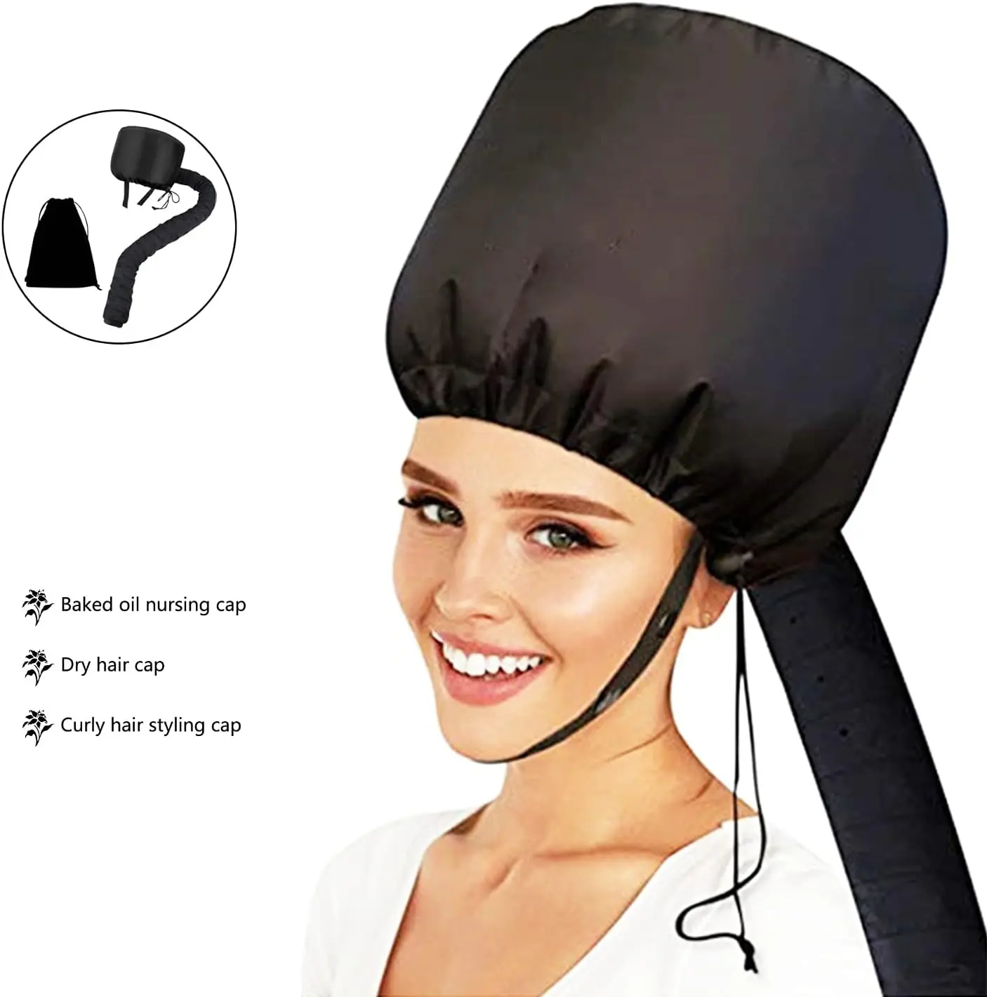hadio Bonnet Hood Hair Dryer, Adjustable Hair Dryer Hood Bonnet for Hand Held Hair Dryer Cap Bonnet, Stretchable and Extended Hose Length Hair Drying Bonnet...