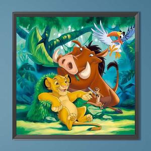 Lion King Themed Diamond Arts Colorful Painting Kit without Frame, DIY 5D Diamond Arts Crafts for Bedroom Home Wall Decor