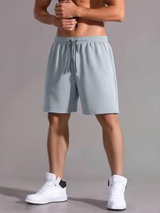 Men's Solid Color Drawstring Waist Shorts, Loose Casual Breathable Comfortable Pocket Straight Leg Shorts for Summer, Men's All-match Bottoms for Daily Wear