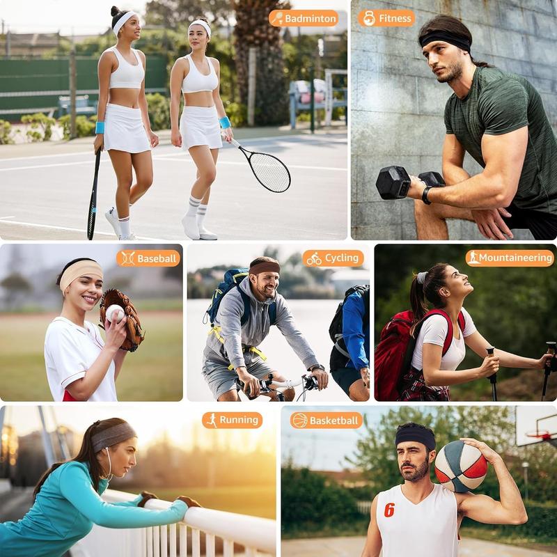7PCS Non Slip Headbands for Women - Soft Cotton Cloth Stretchy Hair Bands for Workout Yoga Running 3